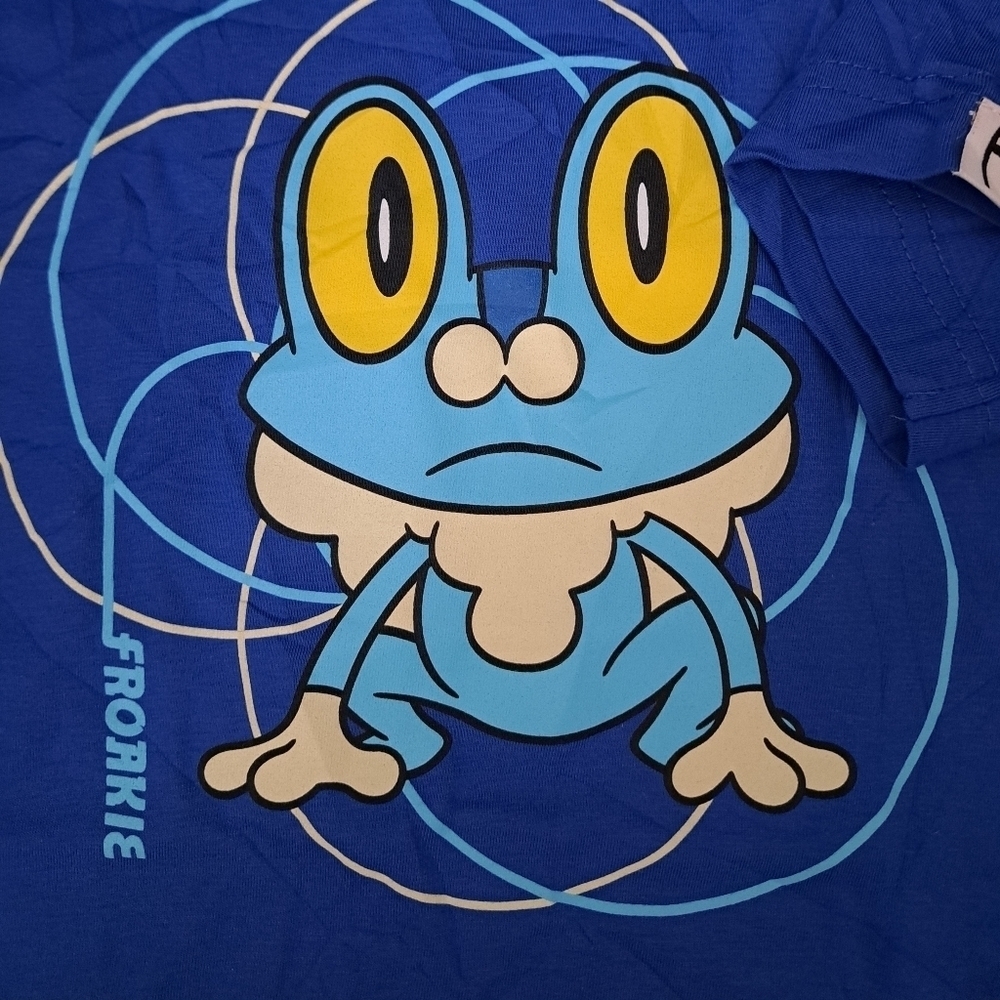 POKEMON CENTER FROAKIE t shirt blue graphics cartoon coastal gamer size Small